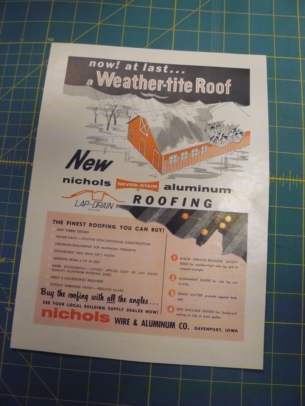 THE FARM QUARTERLY- AUTUMN 1959-AD- NICHOLS WIRE & ALUMINUM ROOF/ Davenport IOWA