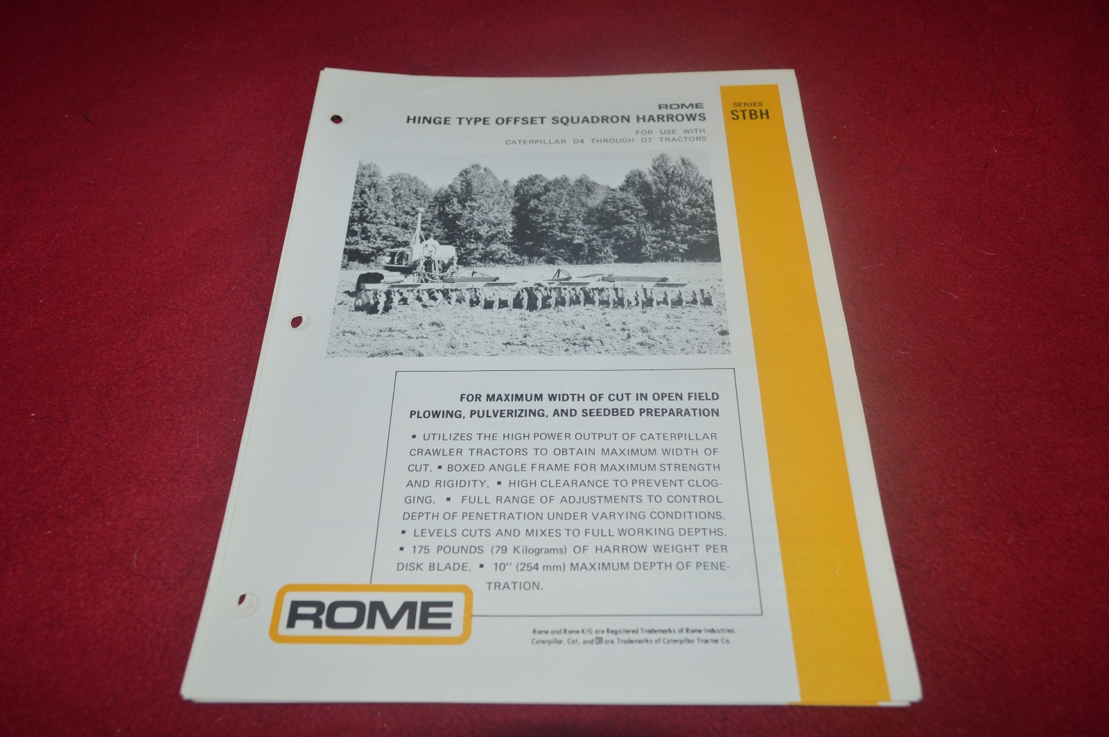 Rome STBH Offset Disk Harrow Dealer&rsquo;s Brochure CDIL