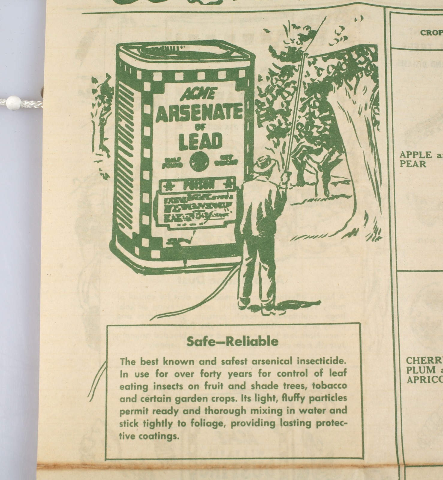 Vintage ACME Spraying Dusting Guide Foldout Poster Arsenic DDT Poison Sulfur