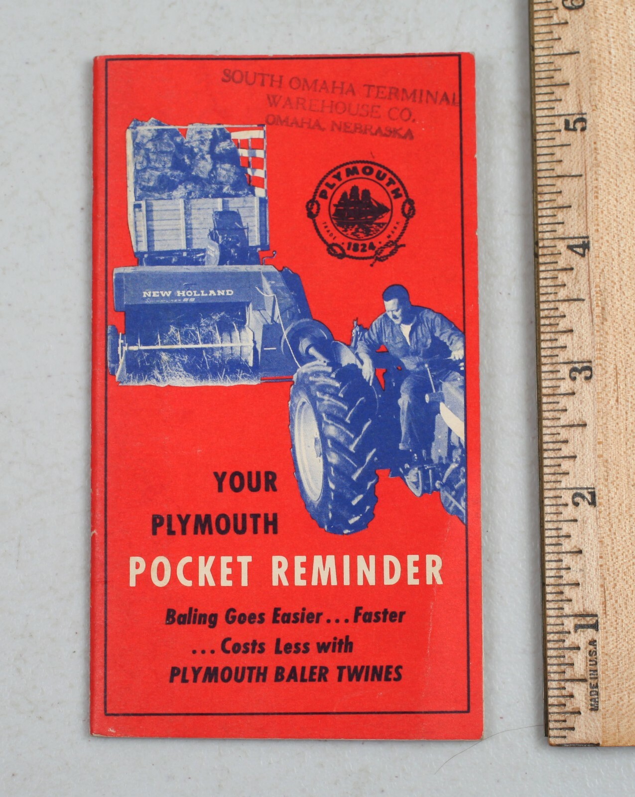 Vintage Pocket Memo Book Plymouth Cordage Co. Baler Harvest Twine