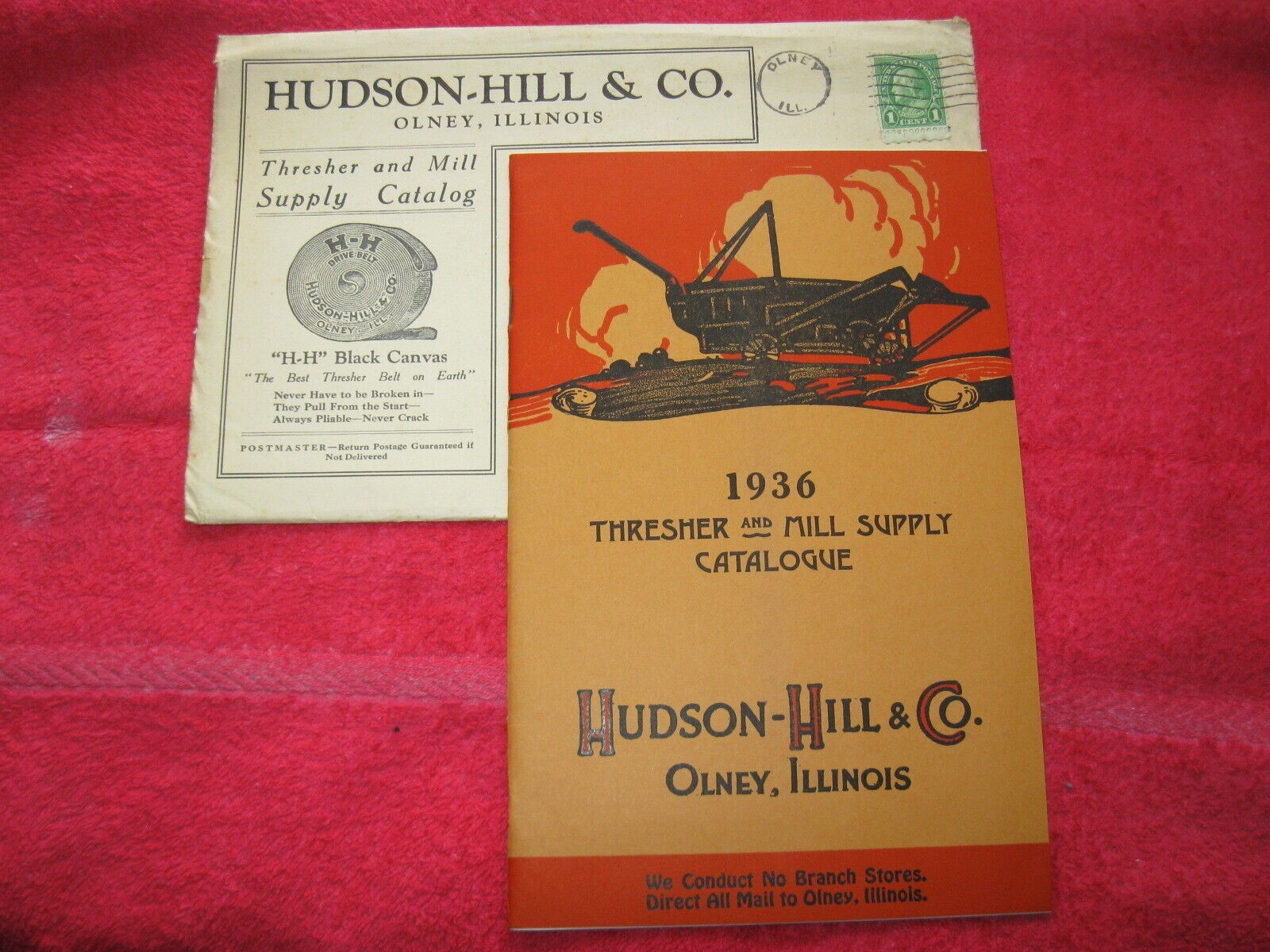 1936 HUDSON HILL & Co, OLNEY ILLINOIS THRESHER AND MILL CATALOG,MINT IN ENVELOPE