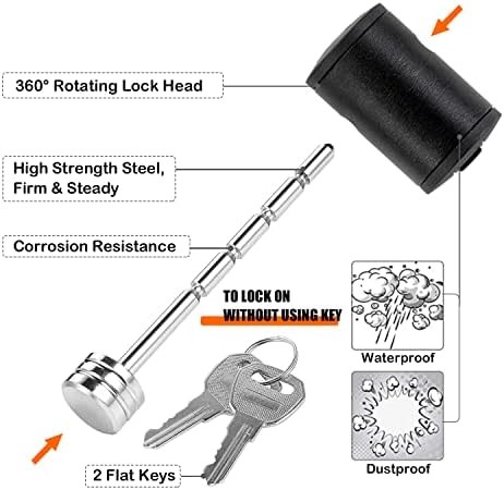 Trailer Tongue Coupler Lock Adjustable Trailer Coupler Pin Lock, Dia 1/4 Inch, 3