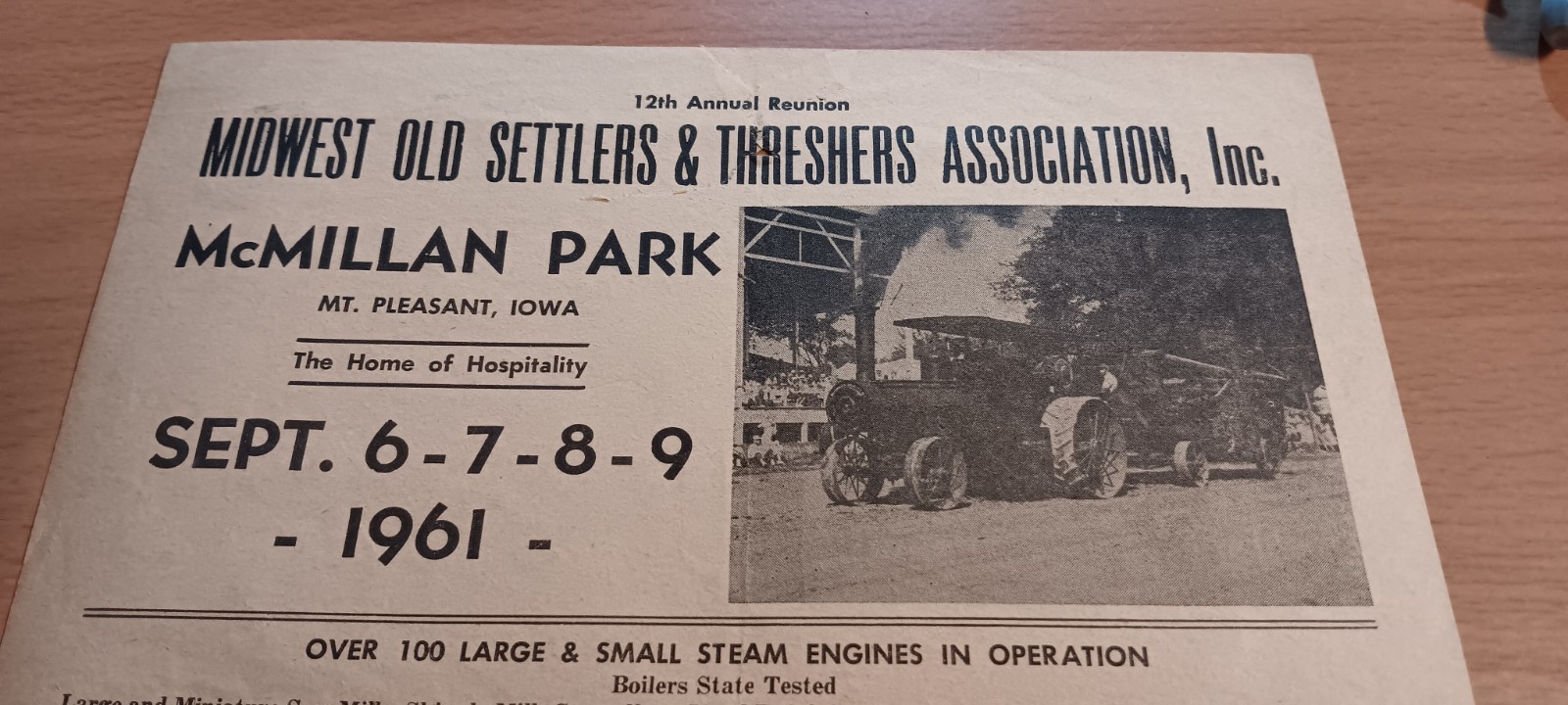 1961 Old Settlers And Threshers Association. McMillan Park, Mount Pleasant Iowa
