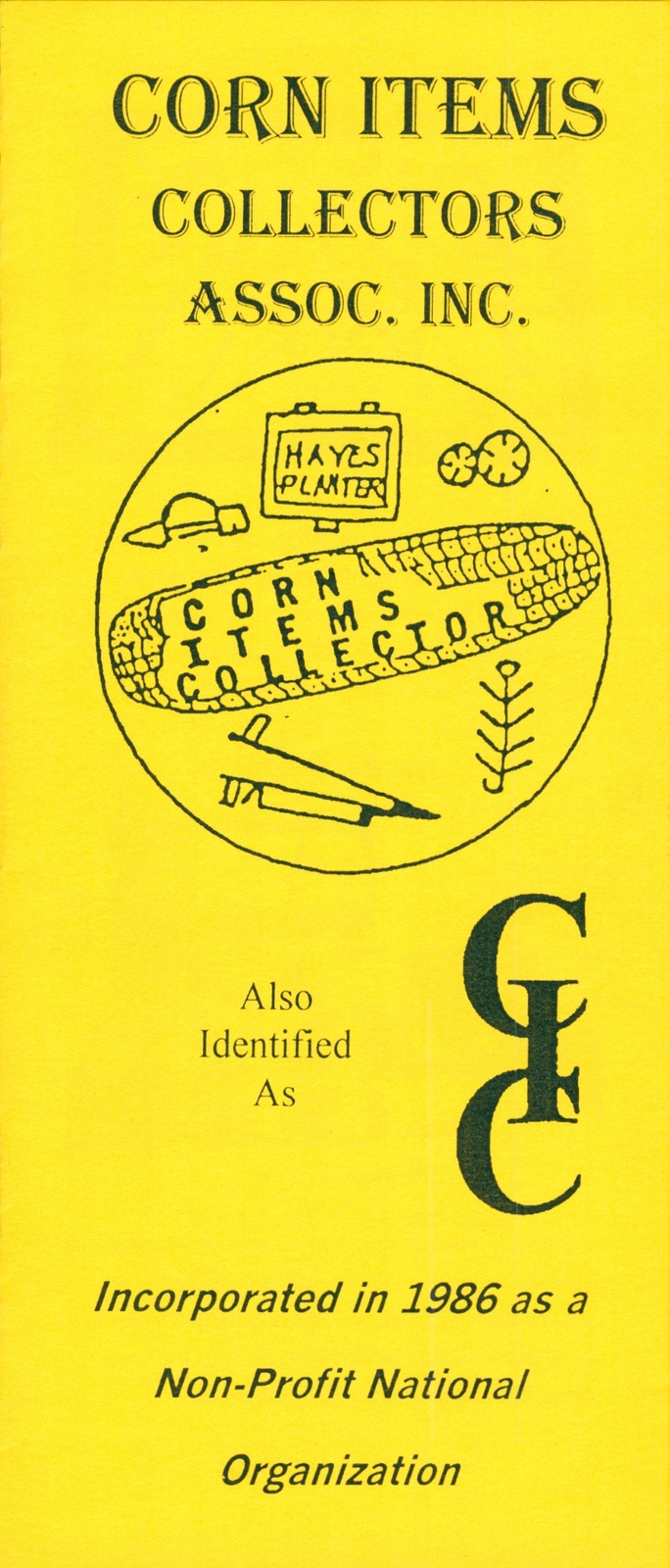 c1985 Corn Items Collector Association Brochure Shelbyville IL Images Membership