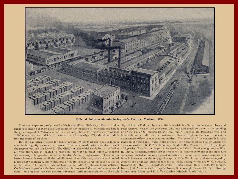 1898 Fuller & Johnson Engines Factory, Madison New Metal Sign: 9×12&Prime; Ships Free