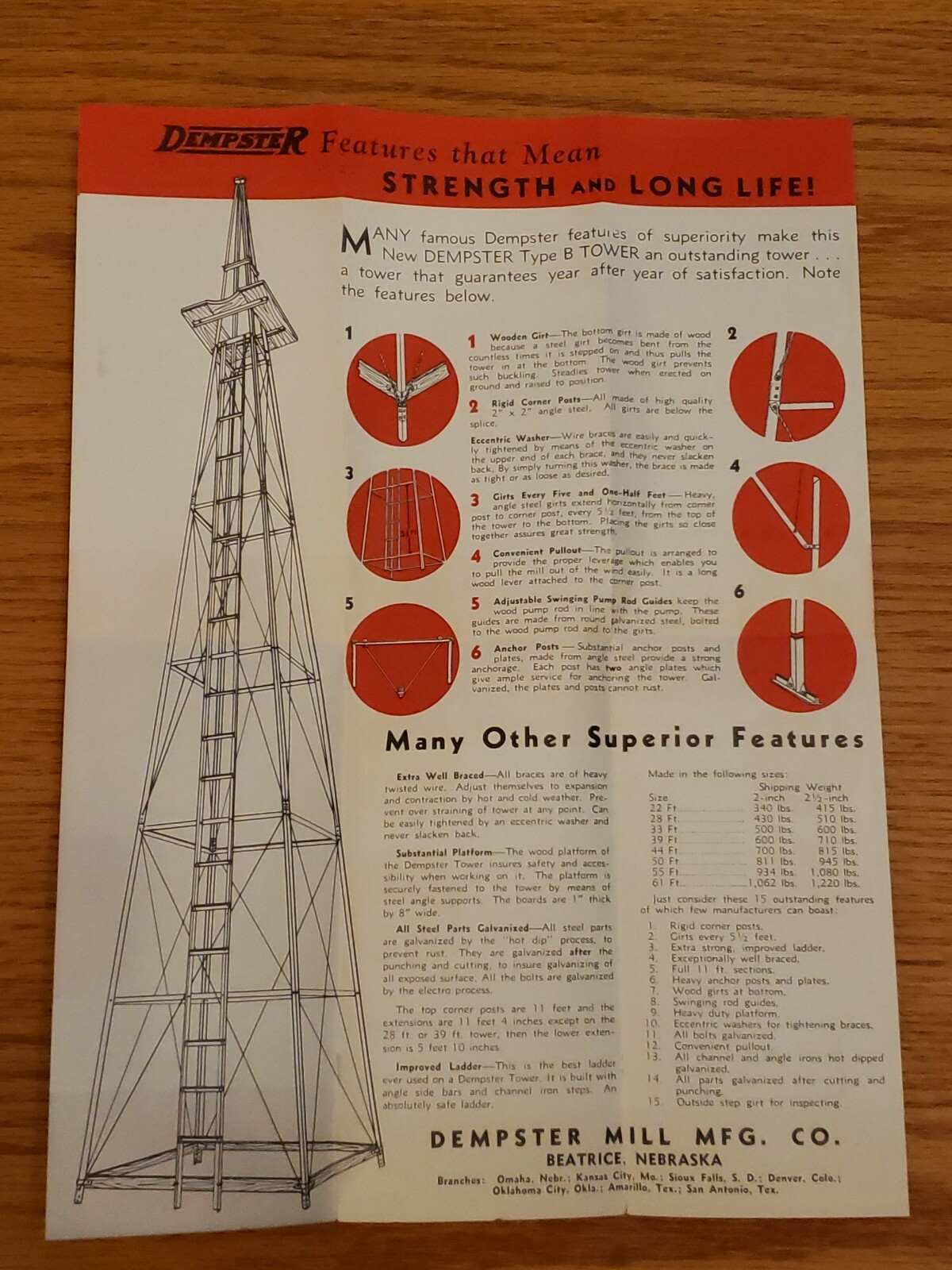 Dempster Windmill Type B Tower Brochure Advertising Beatrice NE Nebr Nebraska