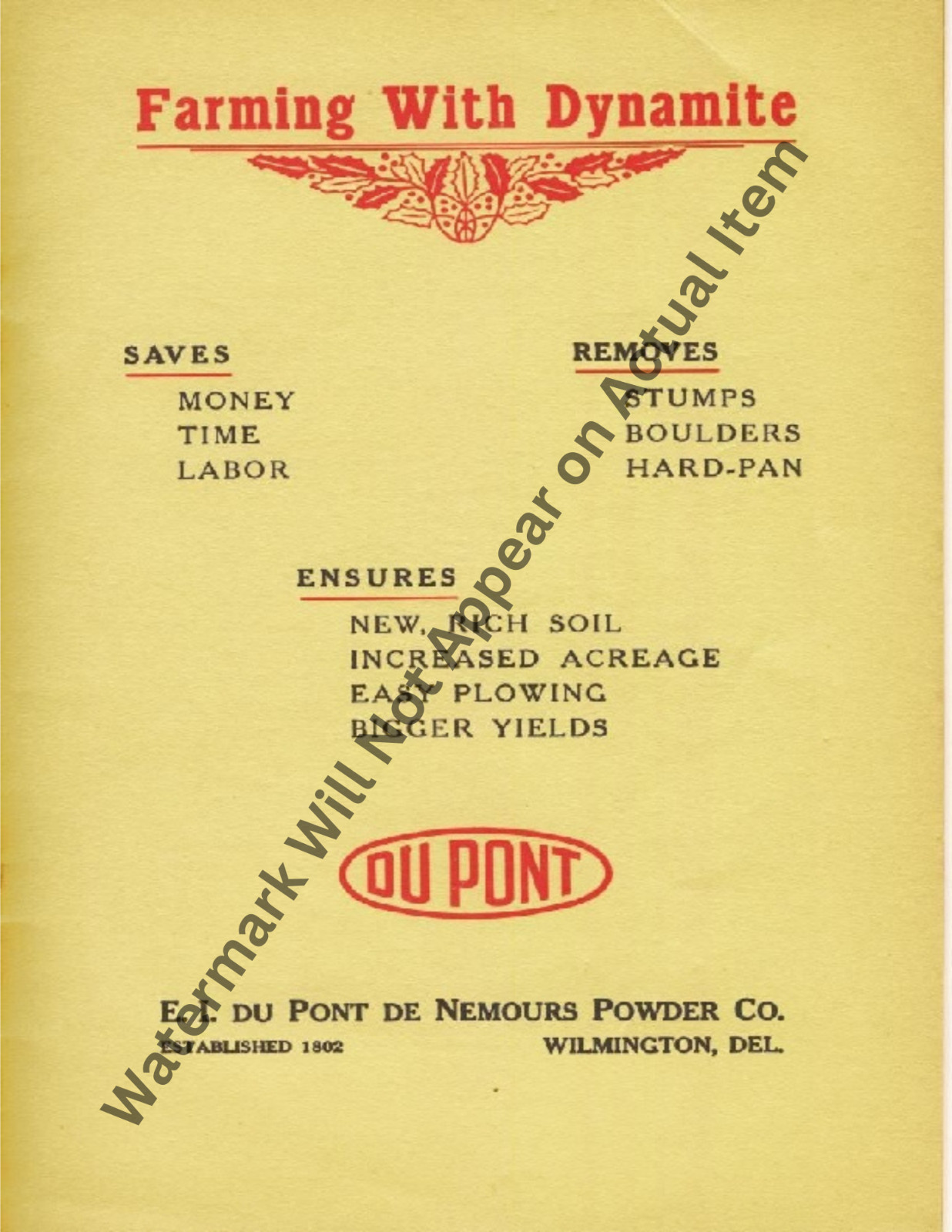 Du Pont Dynamite Farming Brochure Vintage Photograph Print 8.5×11&Prime;