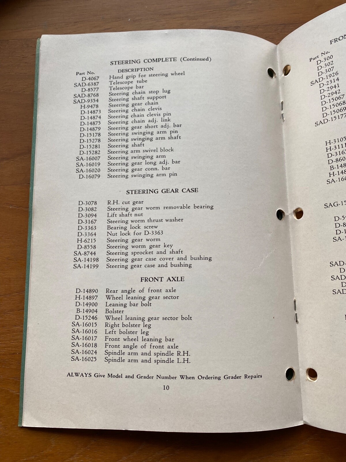 VTG Galion Iron Works Leaning Wheel Grader Instruction Book Parts List EZ Lift