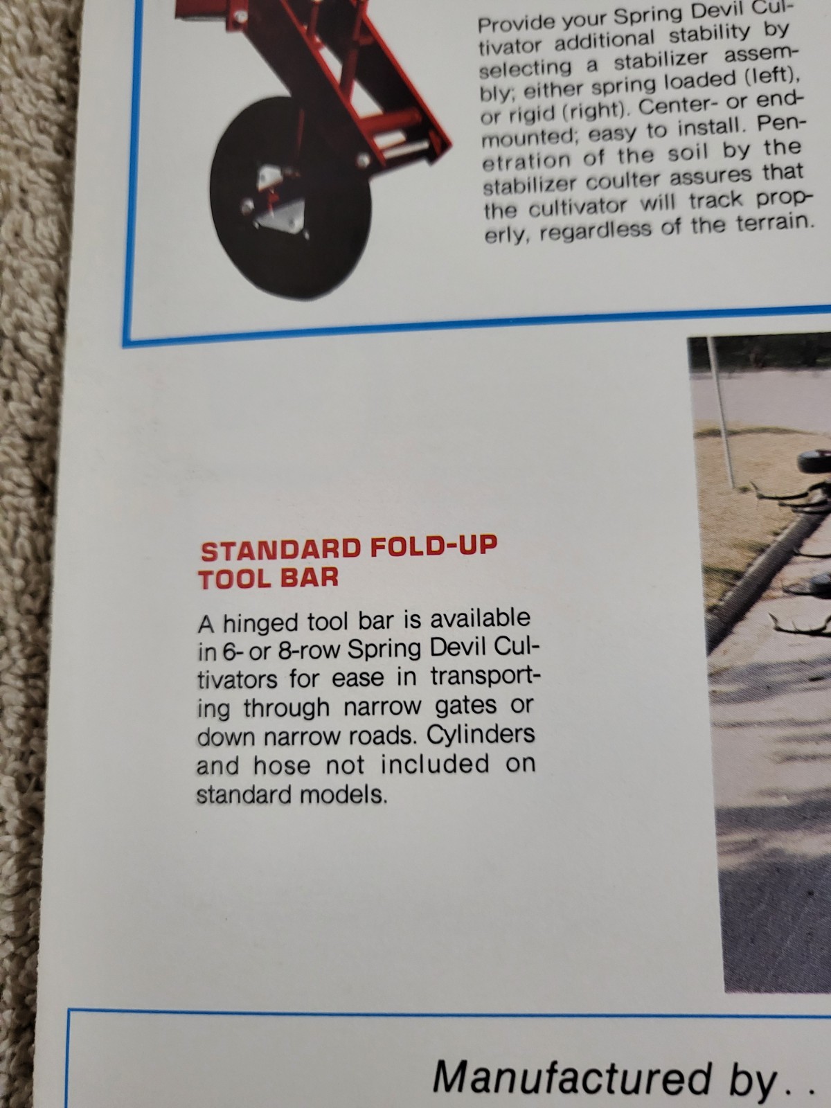 BROCHURE 1970s Spring Devil Spring-Tine Tractor Cultivator Lake View IA. AG Farm