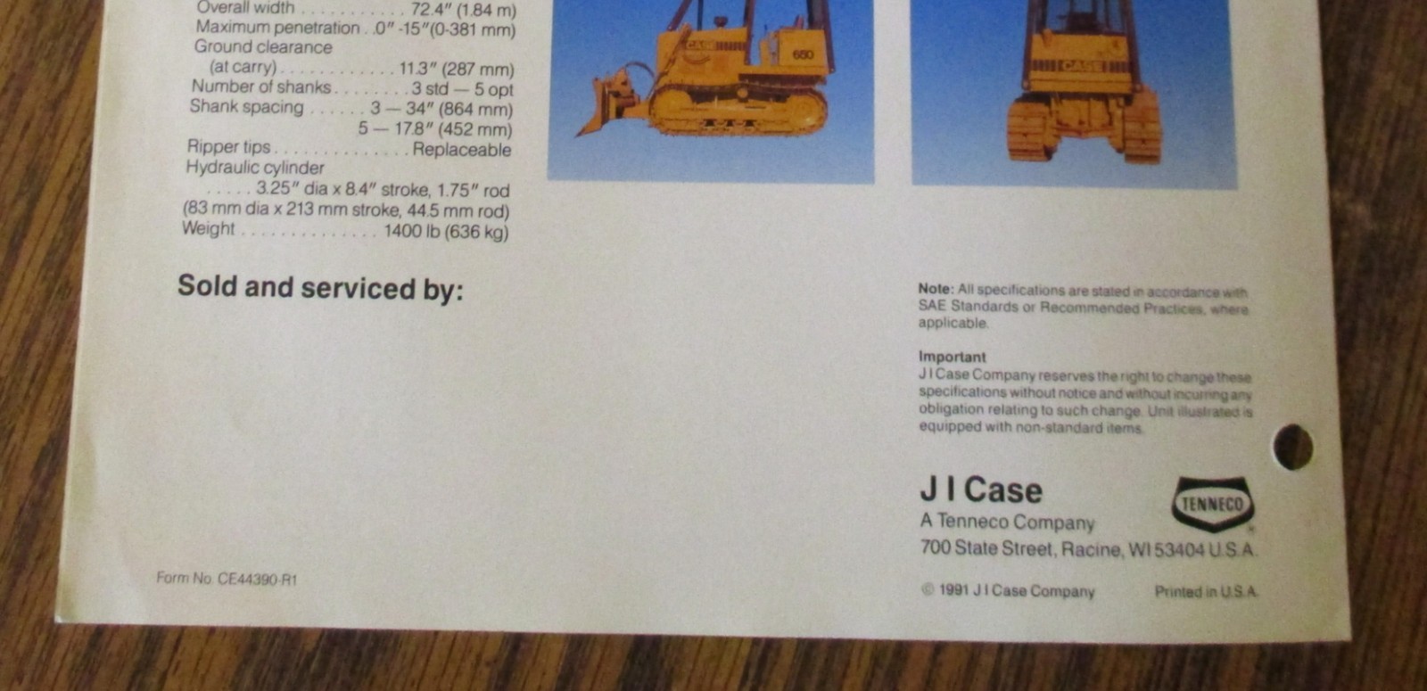 Case 650 Dozer Crawler Sales Brochure Literature Ad CE44390-R1 Dated 1991