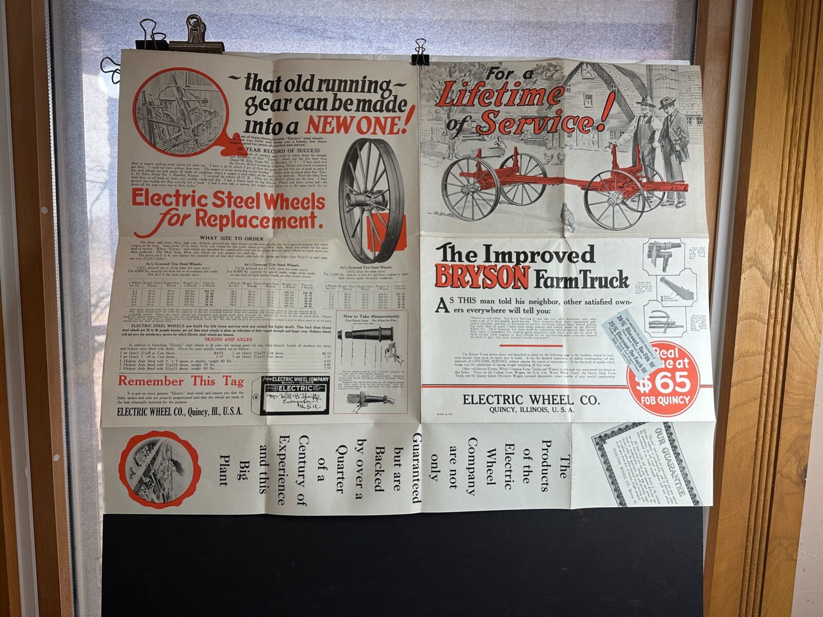 Vintage Electric Wheel Bryson Farm Truck Wagon Brochure/Poster, Circa 1920?