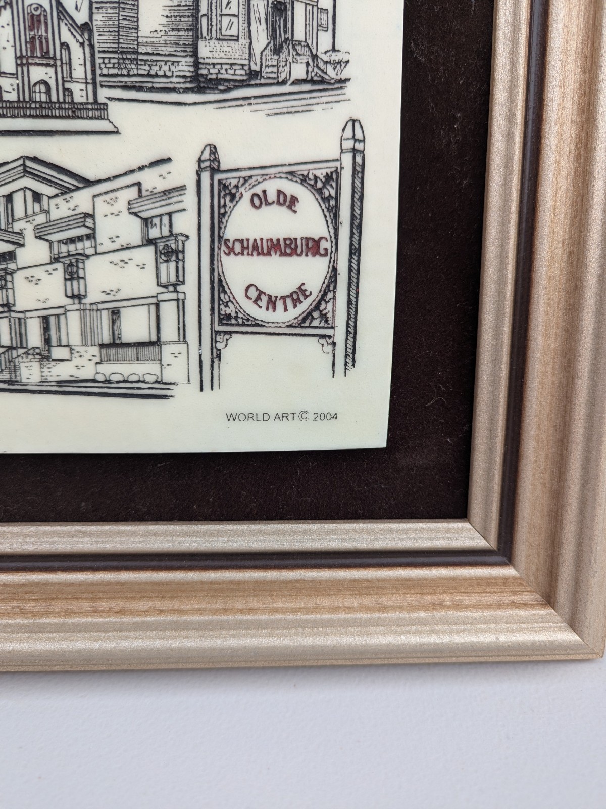 Village Of Shaumburg Illinois Marble Casting Framed Art Work By World Art 2004