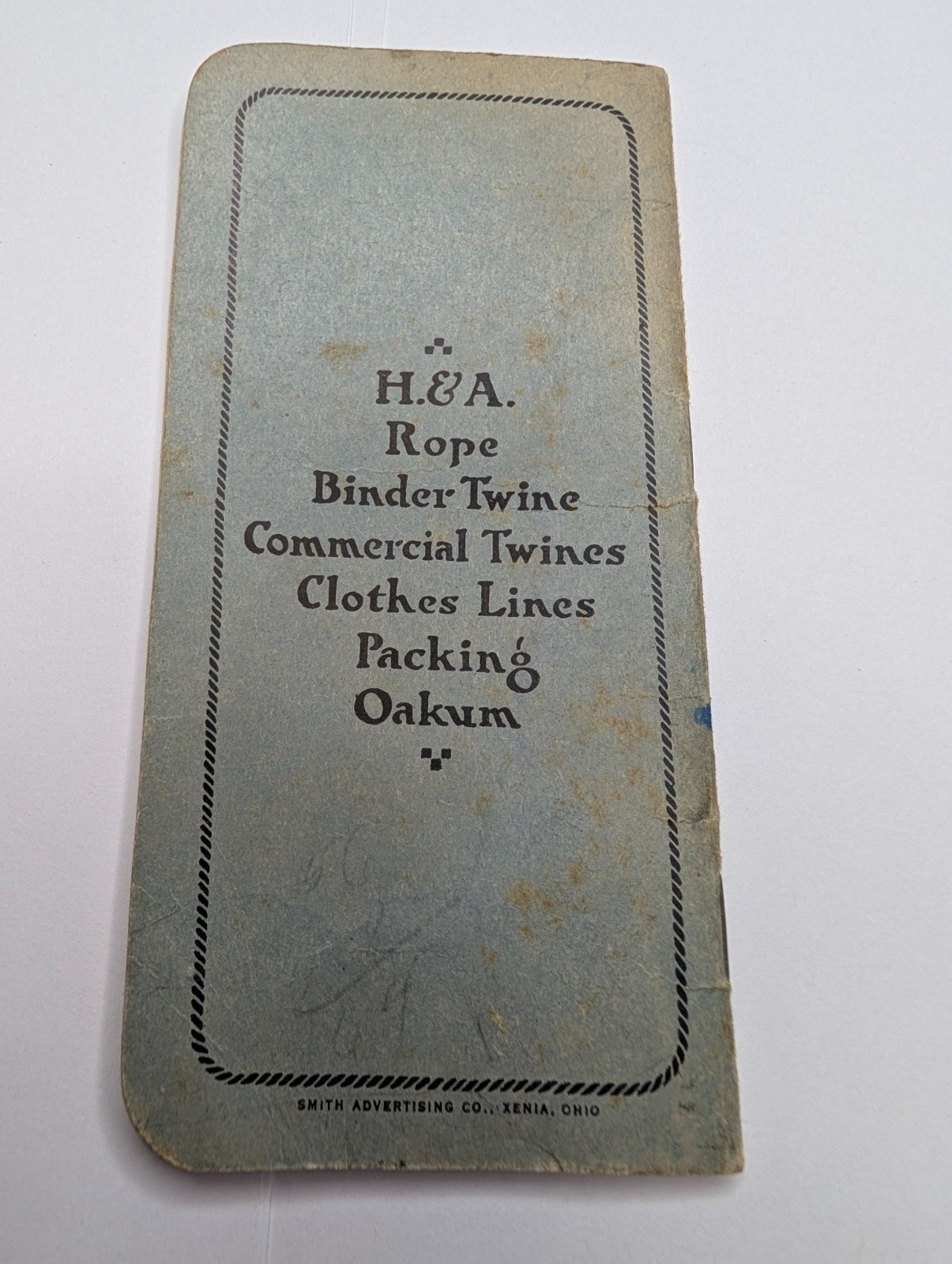 c1920s Xenia Ohio Allison & Cordage Pocket Notepad Hooven Rope Book Vtg Memo 1K