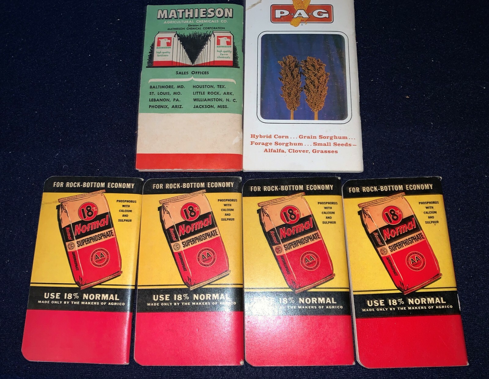 (Group of 6) Vintage AGRICO Fertilizer-Mathison-PAG Small MEMO & CALENDAR Books