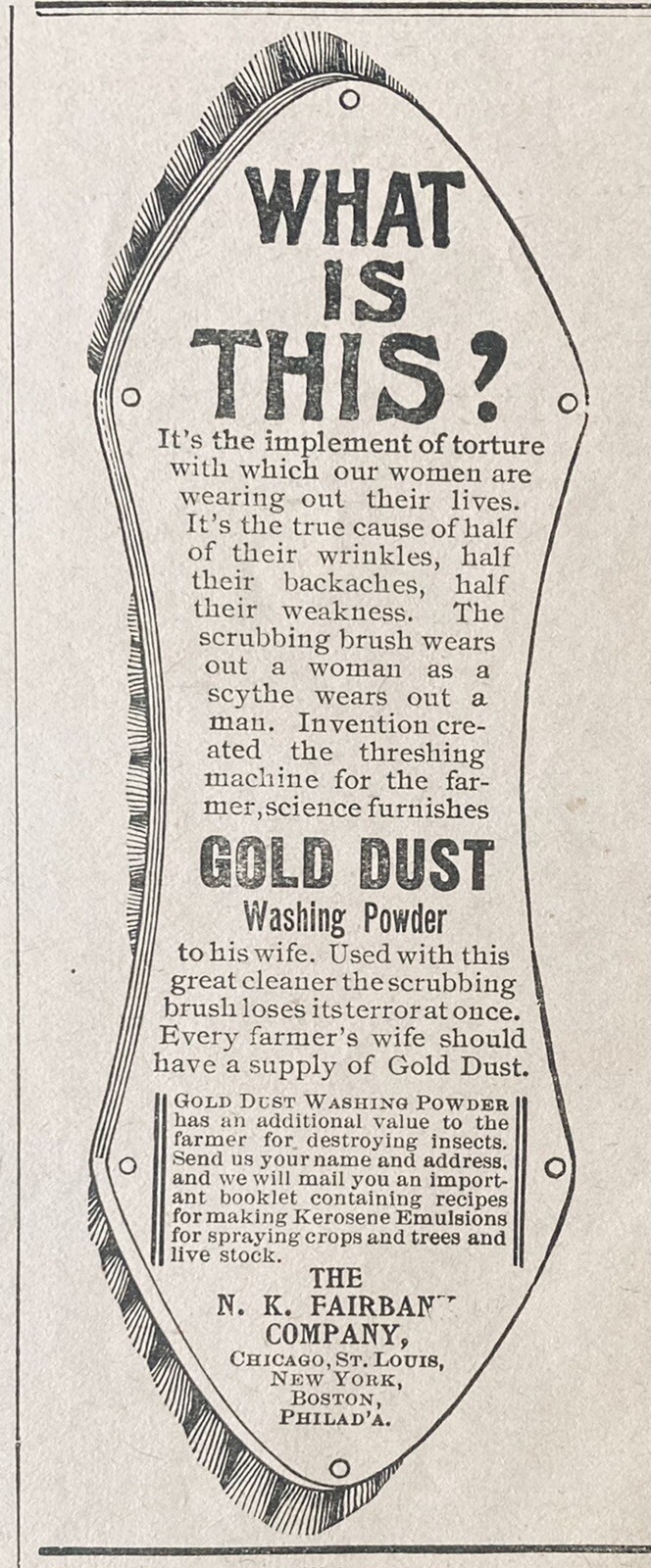 1896 AD.(XH44)~N.K. FAIRBANKS CO. CHICAGO. GOLD DUST WASHING POWDER
