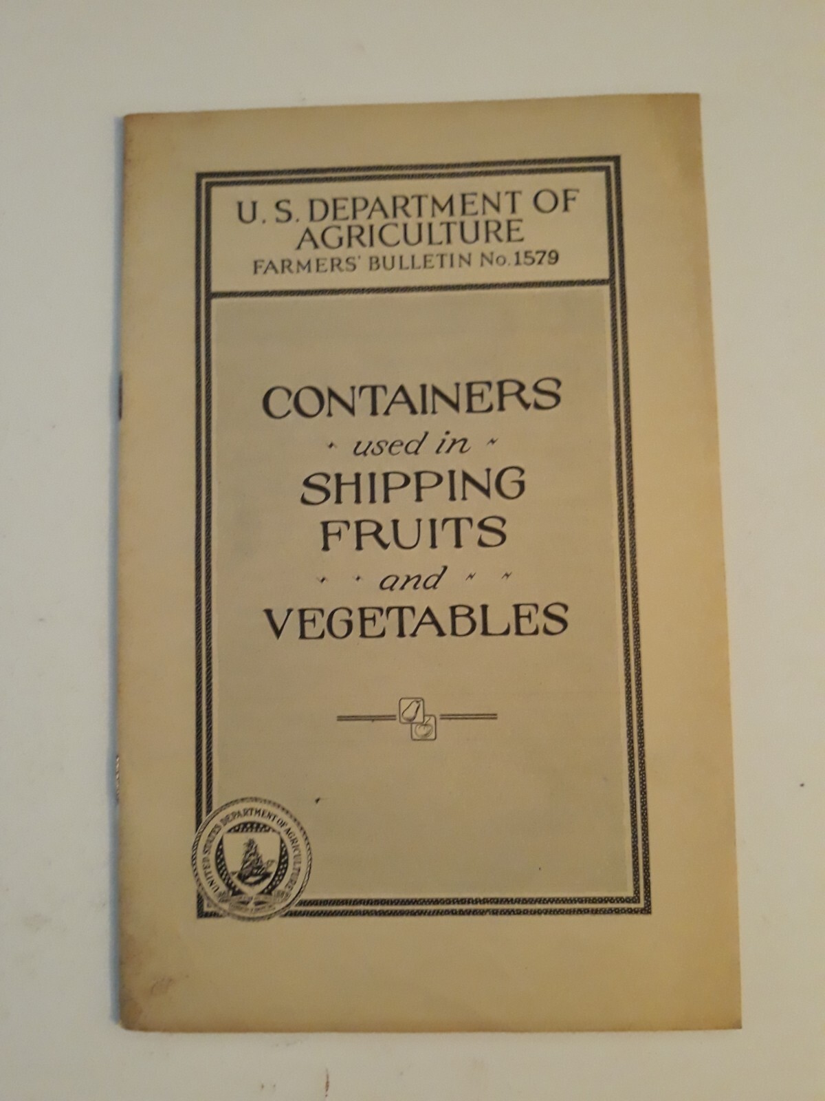 Vtg 1934 Containers used in shipping fruits and vegetables 1579 bulletin j10