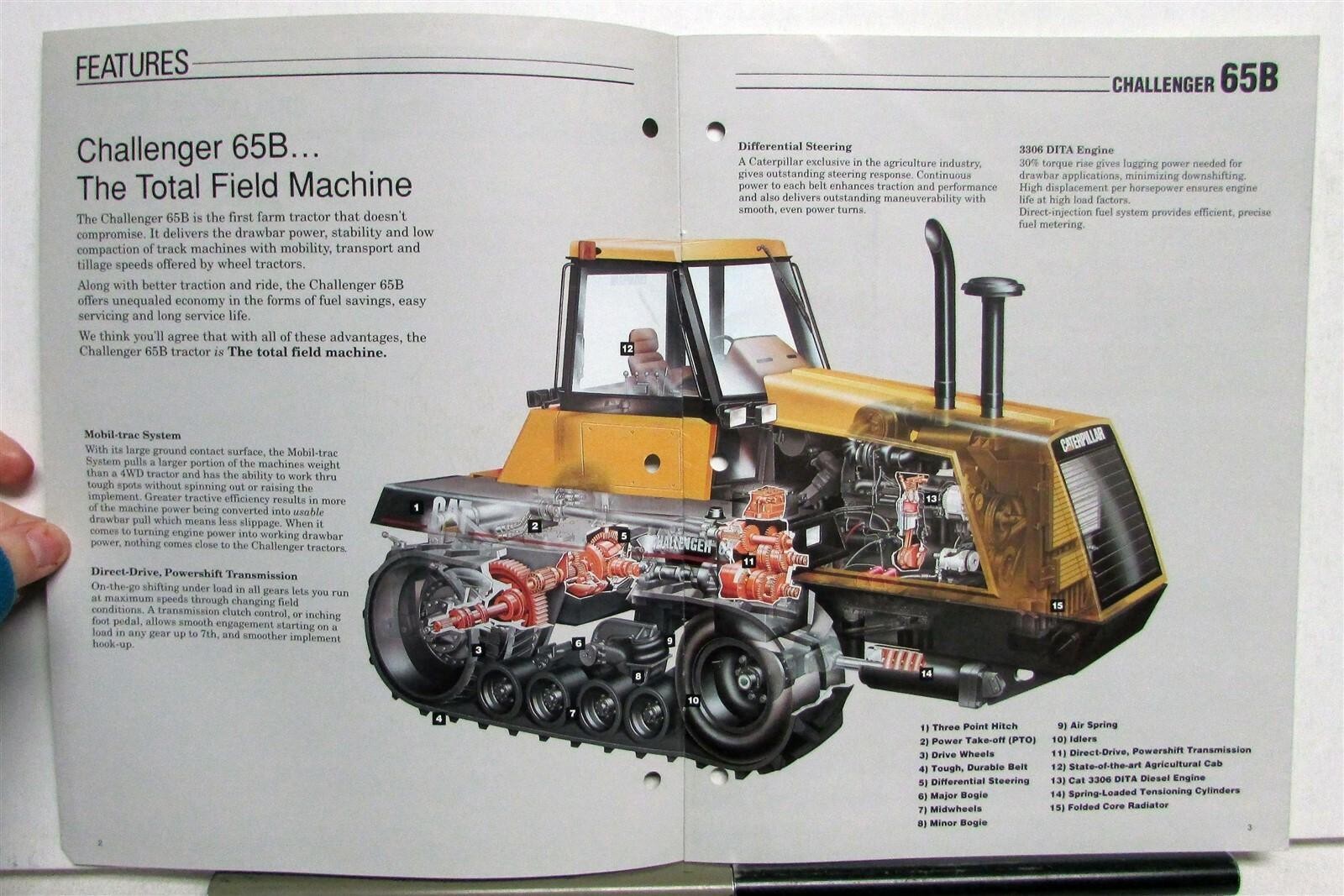 1991 Cat 65B Agricultural Tractor Challenger Specs Construction Sales Brochure