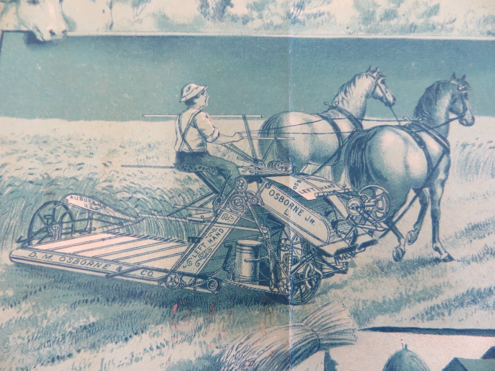Osborne Harvester & Binder,Osborne Reaper Horsees Picture Victorian Trade Card