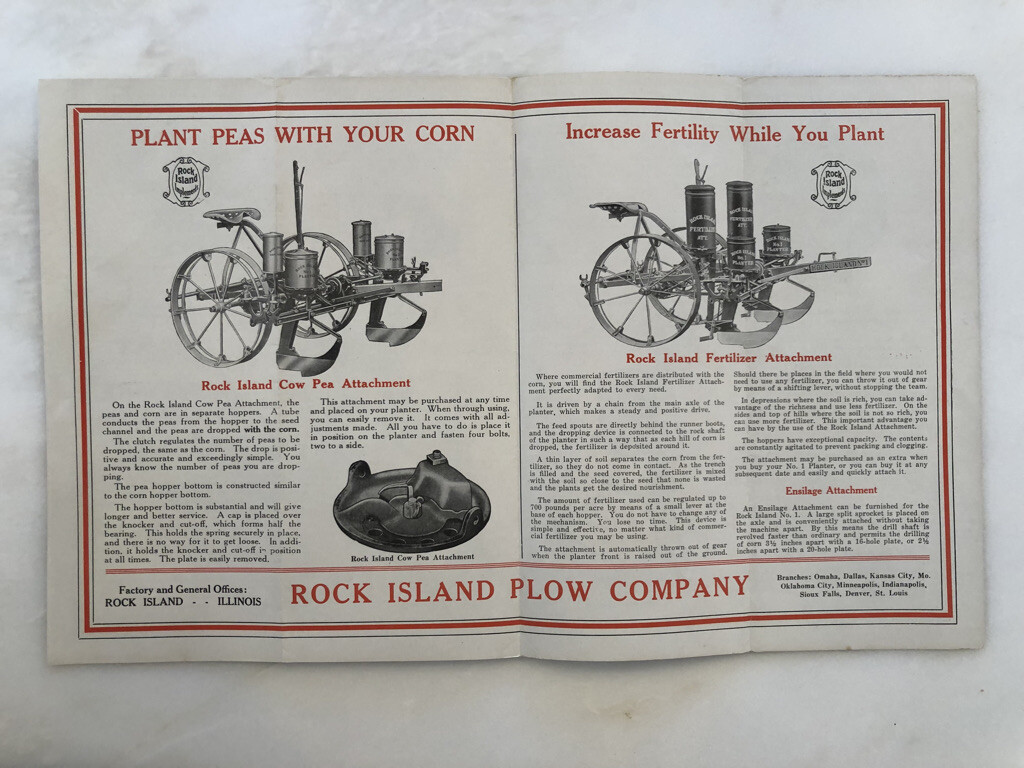 1926 ROCK ISLAND No. 1 CORN PLANTER Plow Co FARM Advertising Antique Brochure