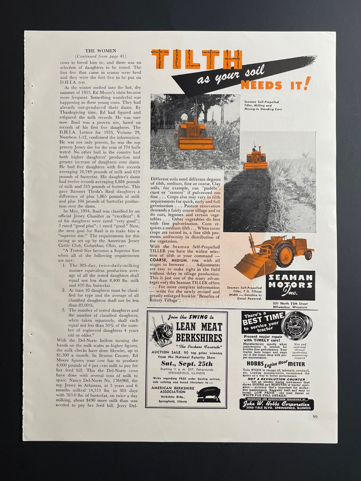 1950s Seaman Self Propelled Tiller – Original Print Advertisement (6in x 9in)