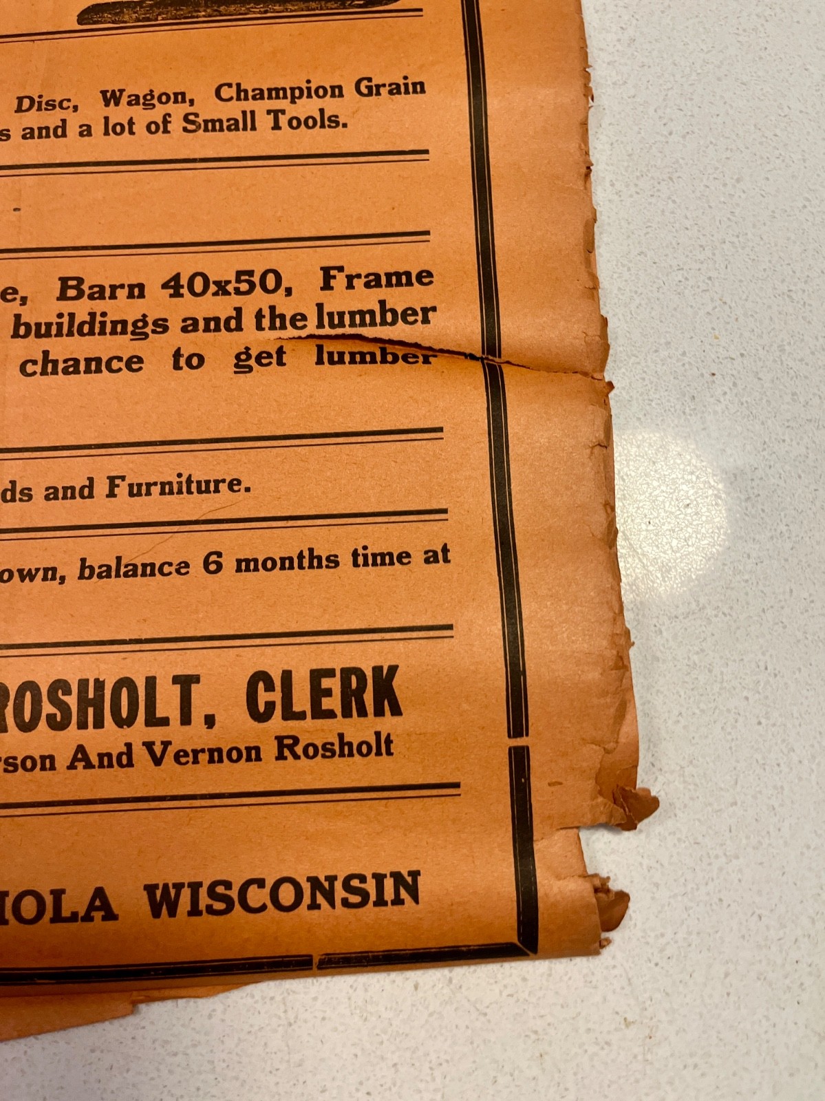 3 Antique Wisconsin Farm Auction Broadsides Neugent Sisters Stevens Point WI