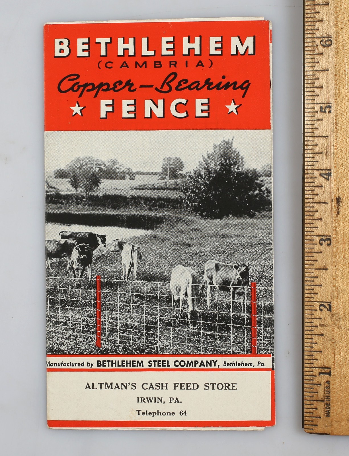 Vintage 1935 Bethlehem Cambria Copper Bearing Fence Brochure Steel Co.