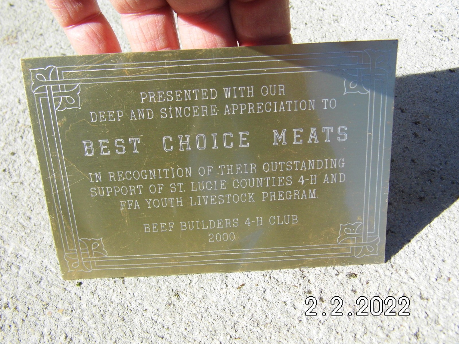 1991 & 2000 St. Lucie Co. Fair 4-H Exhibitor Plaques Best Choice Meats