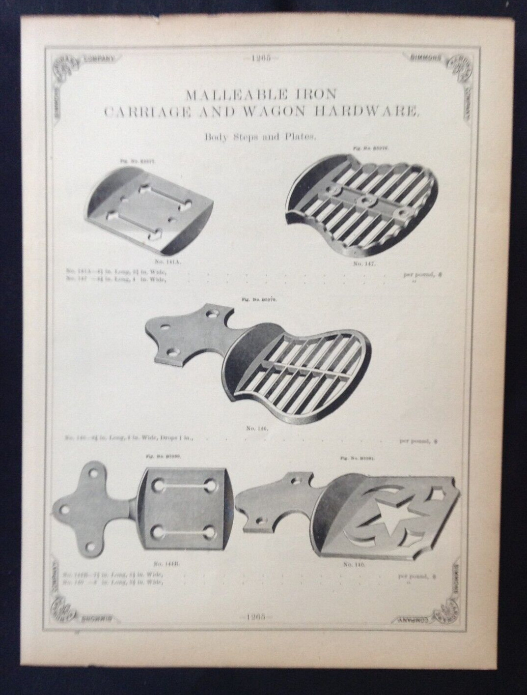 1888 Vintage Simmons Hardware Catalog Pgs ~ Victorian Carriage Wagon Hardware