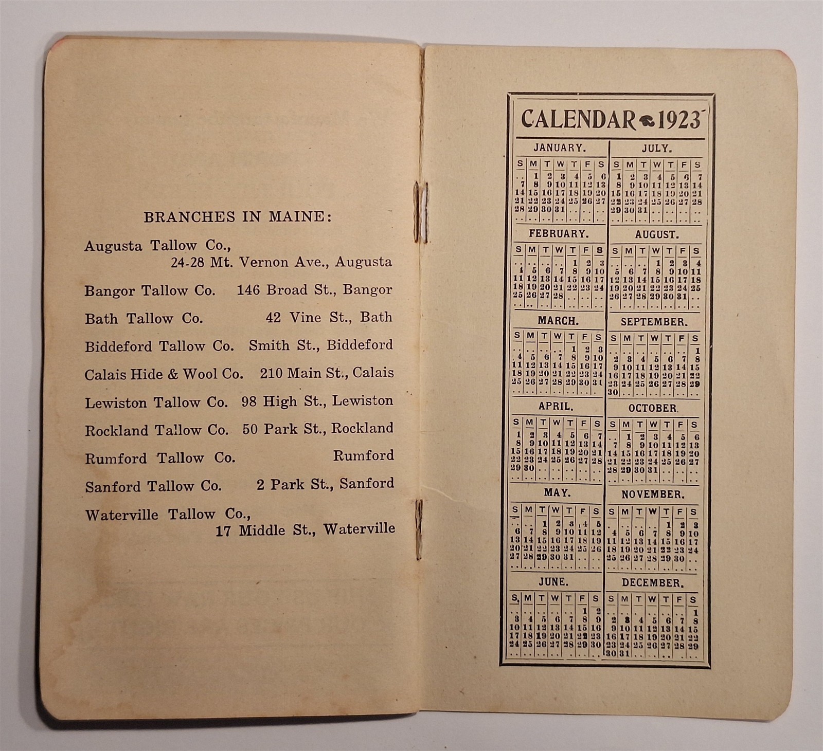 Antique Portland Organic Fertilizer Booklet Calendar 1922–1923 Maine Advertising