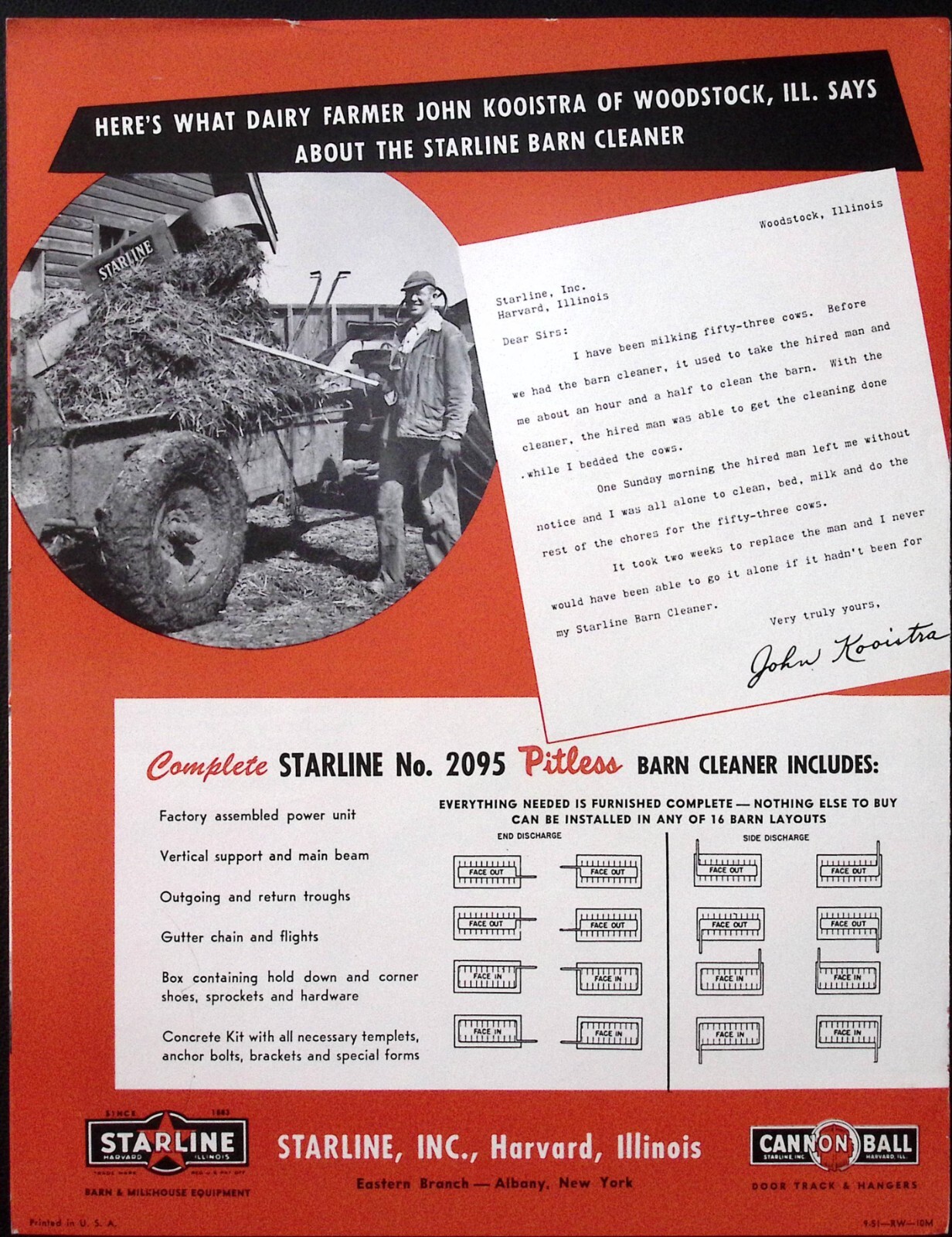 1950s Starline No 2095 Pitless Automatic Barn Cleaner Brochure Starline Inc