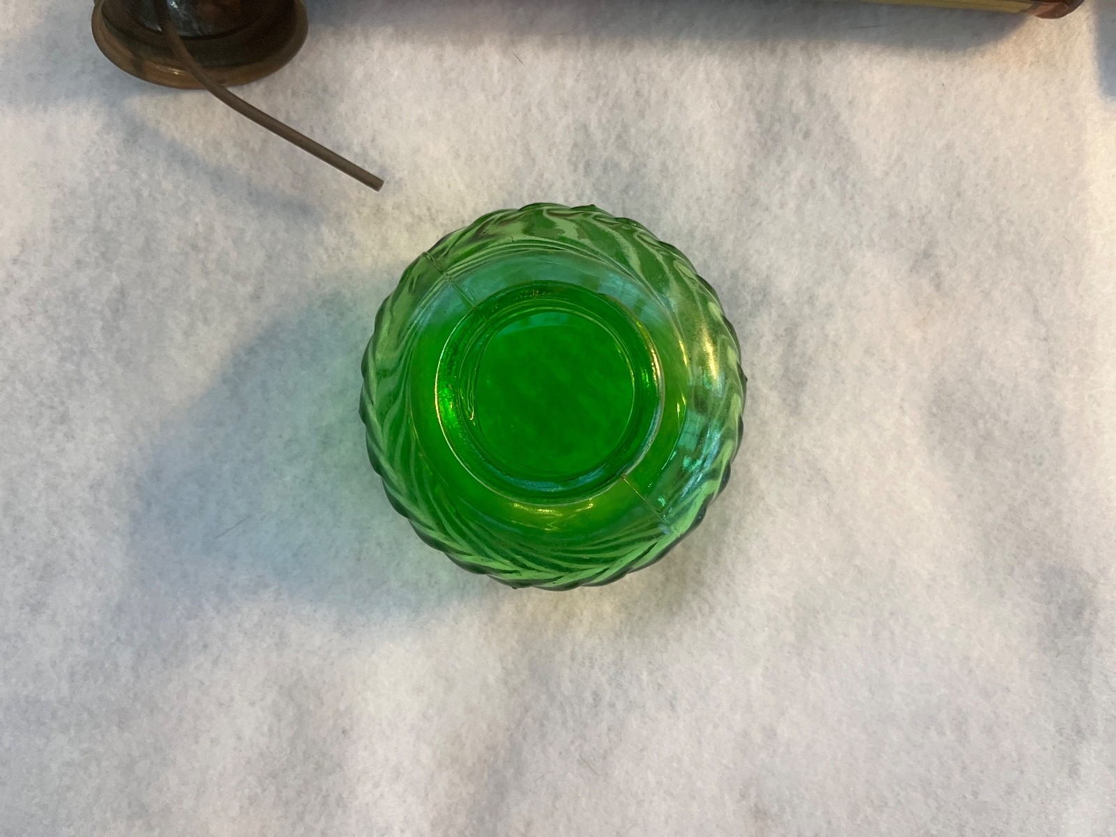 Vintage Black Flag Pump Sprayer With Green Glass Bowl