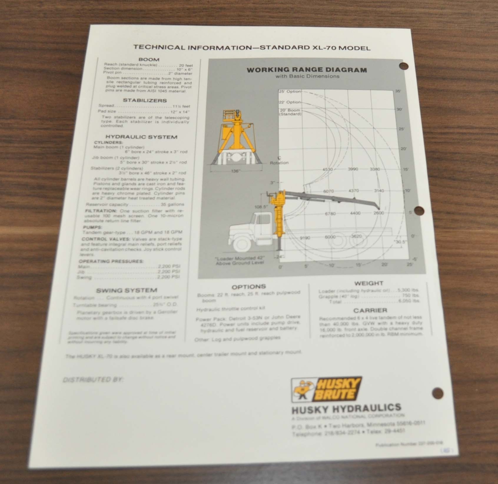 Husky Brute Lift Logging Truck Hydraulics Crane Brochure Prospekt