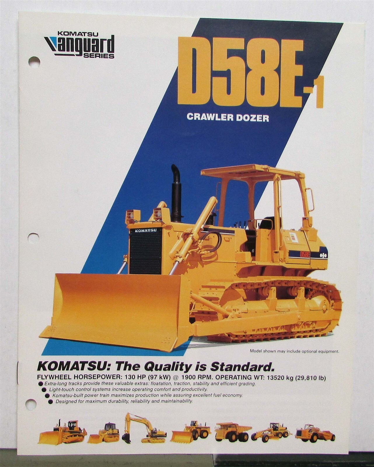 1990 Komatsu D58E-1 Crawler Dozer Specifications Construction Sales Brochure
