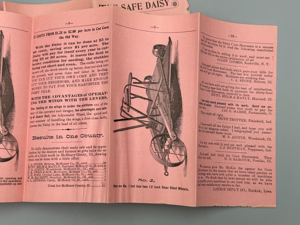 1890s DAISY CORN HARVESTER Farm Machinery Advertising BUTT IMPLEMENT 10-Panel