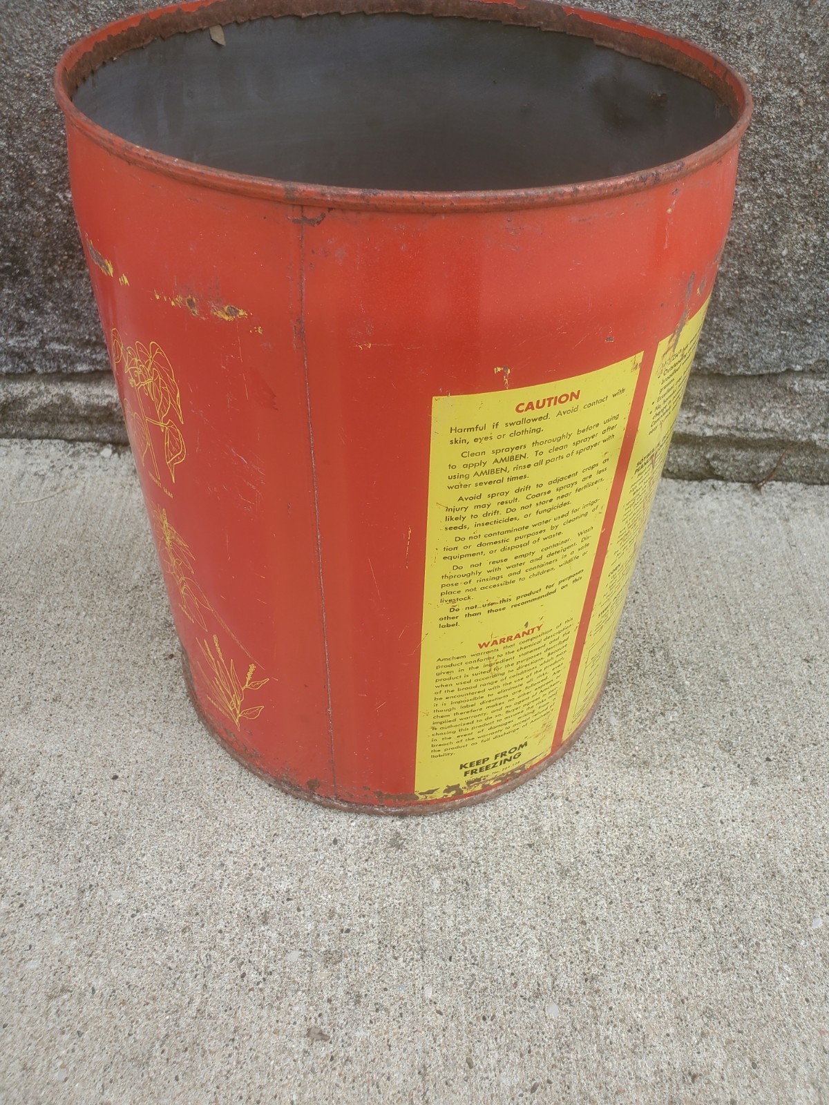 5 Gallon Metal Can Amiben Herbicide No Lid Soybean Weed Control Farm Decor #2