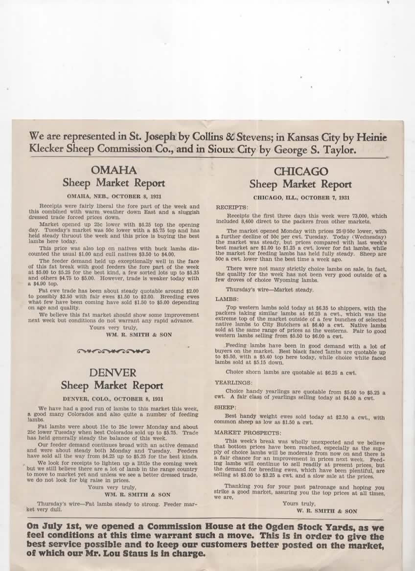 Omaha Nebraska Sheep Commission Merchants vintage mailer 1931 « Eat more lamb »
