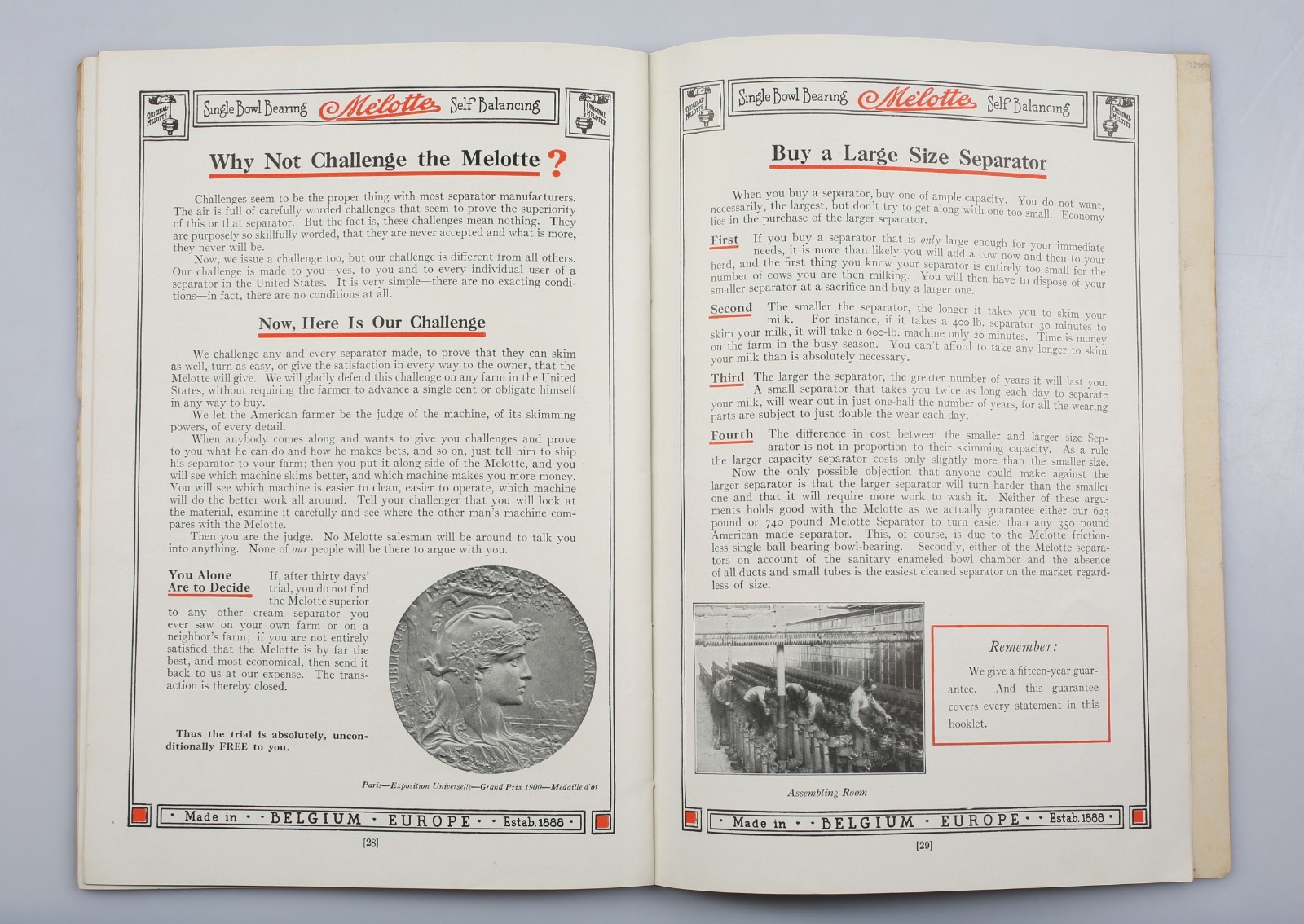 Vintage 1910s Melotte Cream Separator Advertising Booklet Belgian