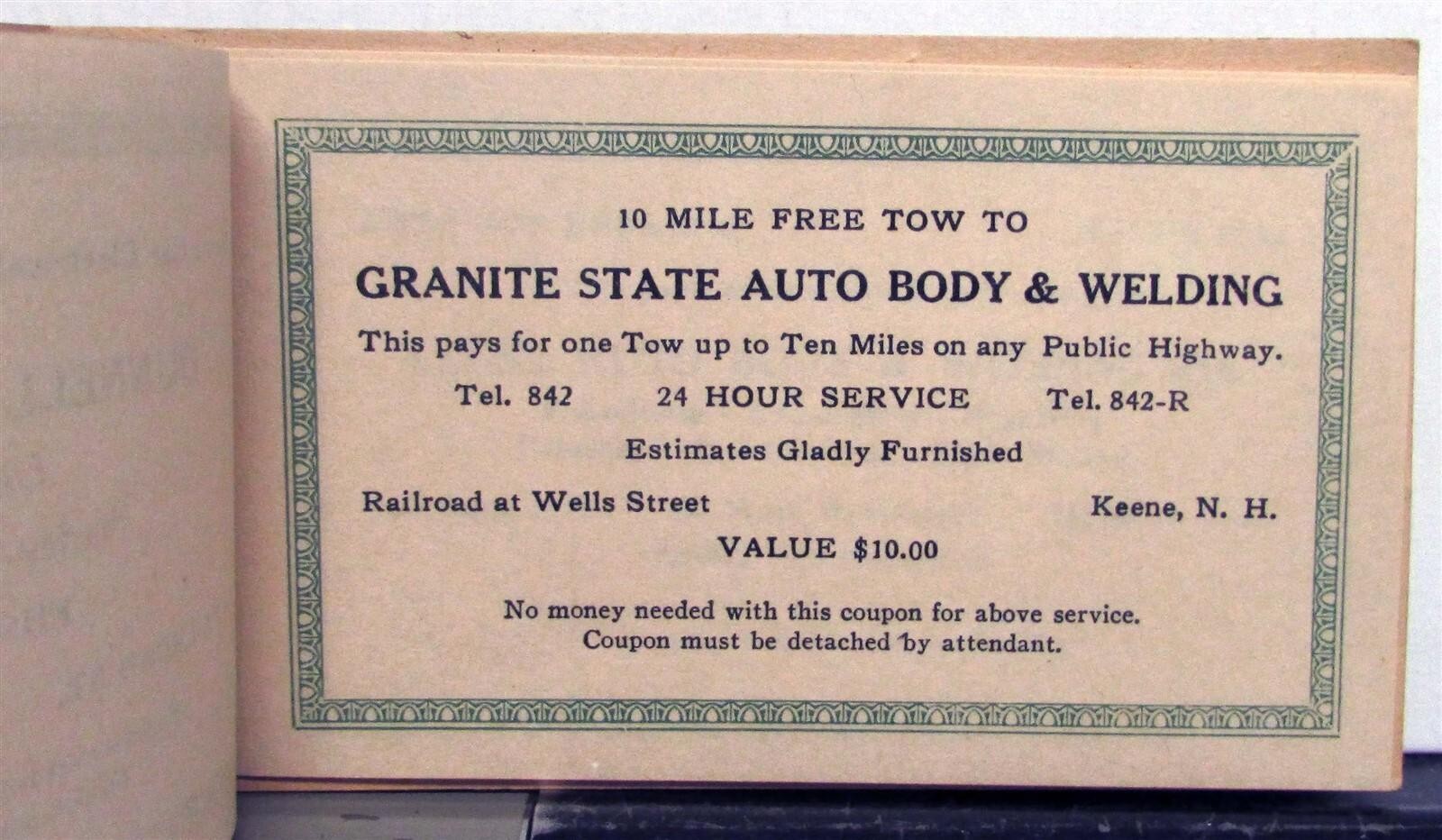 1937 Auto Service Association Assorted Service Coupon Book