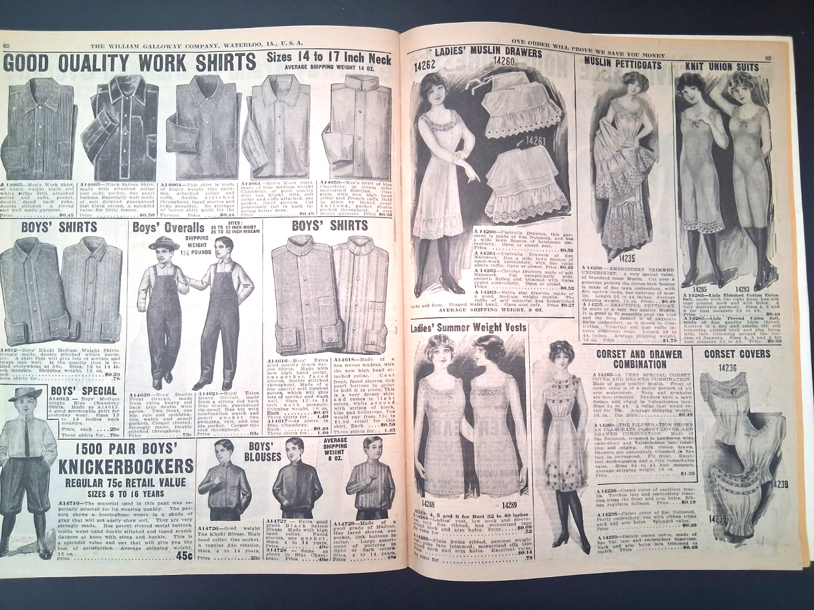 1915 Galloway Bros Iowa Catalog Farm Engines Cast Iron Stoves Clothes Color