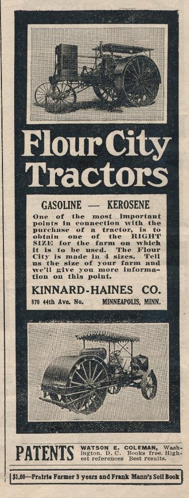 Magazine Ad – 1916 – Flour City Tractors – Kinnard-Haines – Minnaepolis, MN