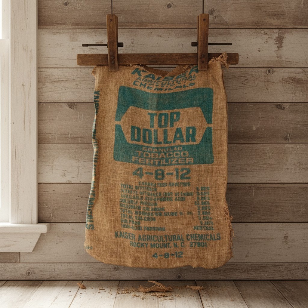 Vintage Tobacco Burlap Sack-Rocky Mount NC-Farmhouse-Textile-Grain Bag-Primitive