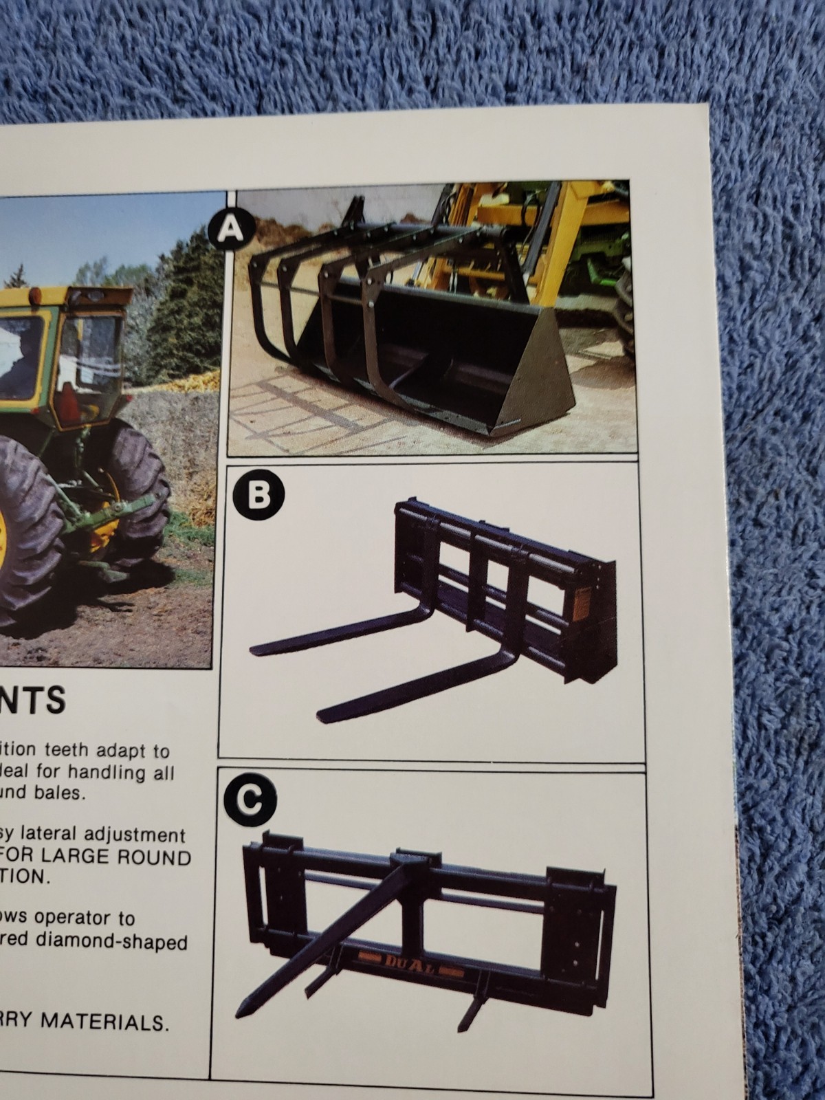 DUAL Model 205 210 Farm Tractor Loaders BROCHURE John Deere Hesston Allis etc.