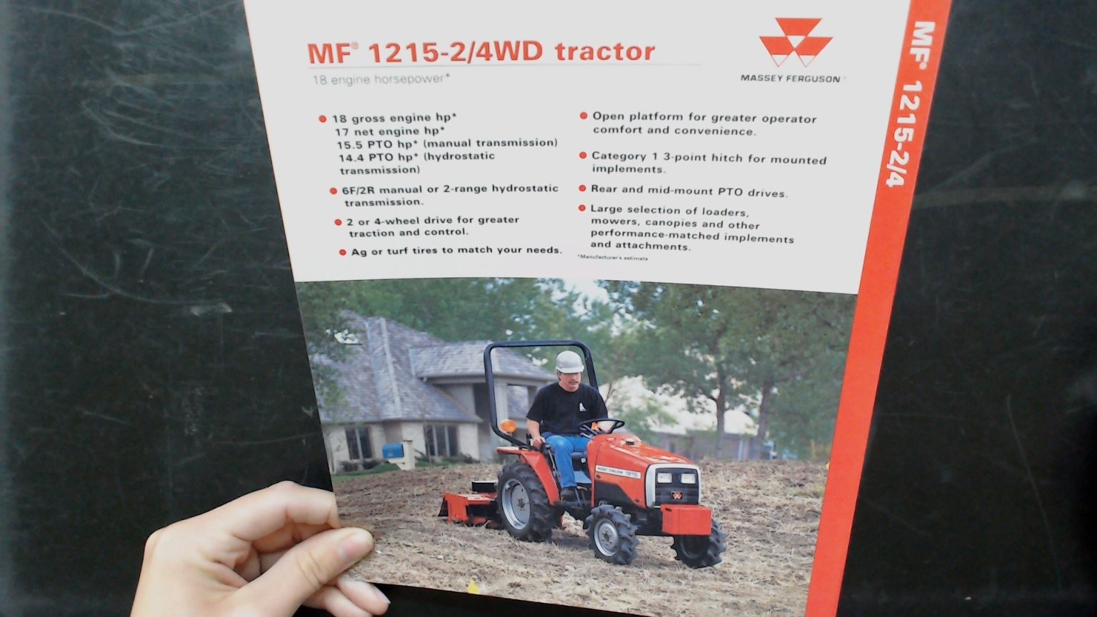 Massey Ferguson MF 1215-2/4WD Tractor Vintage Brochure Red White