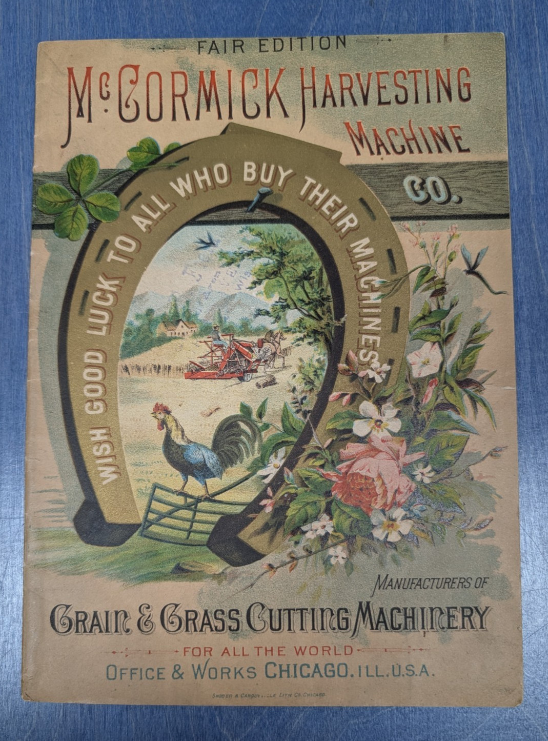 1883 McCormick Harvesting Machine Co Fair Brochure Milwaukee Agent Stamp Rare IH