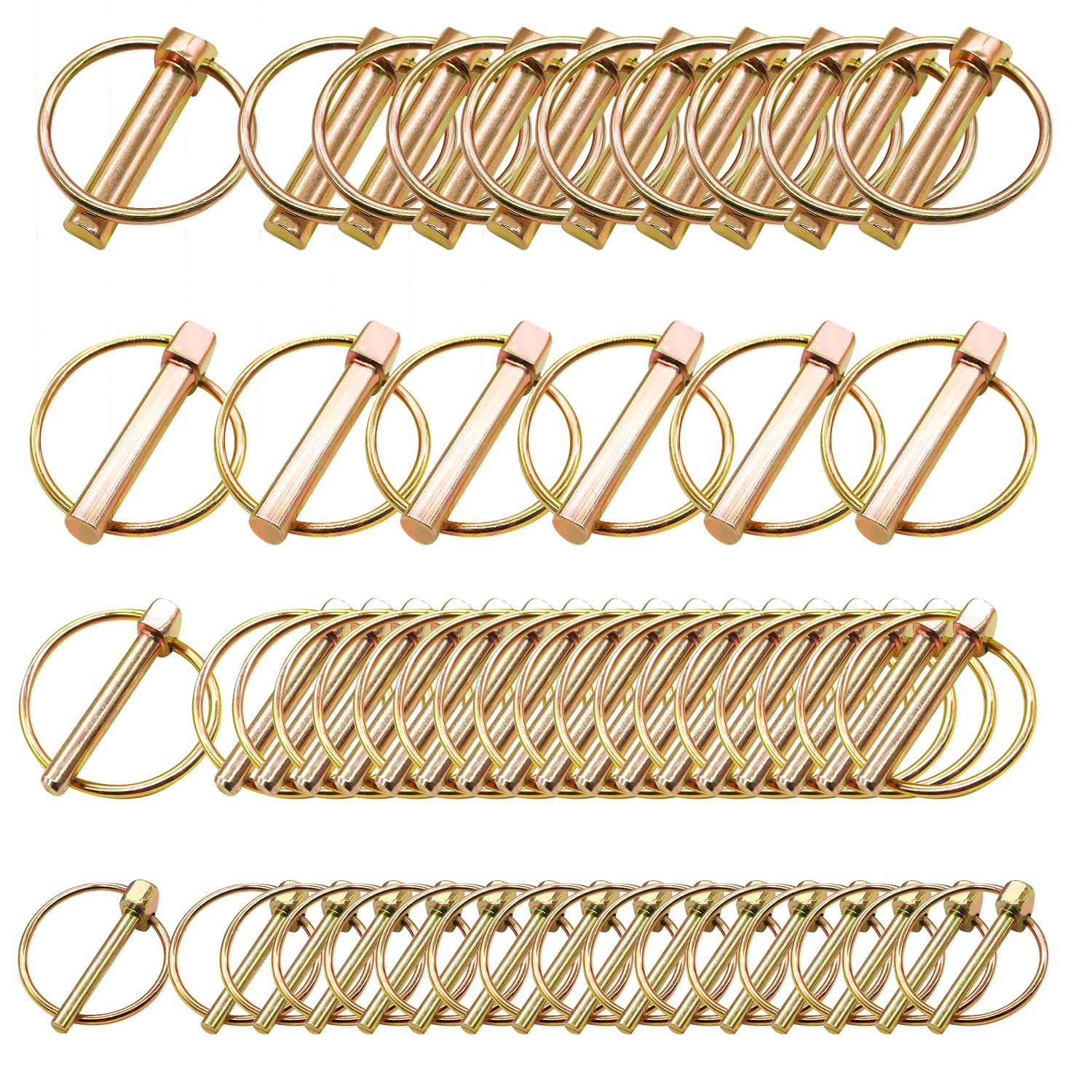50PCS Heavy Duty Lynch Pin Assortment Kit Tractor Pins Linch Pins Ring Clips PTO