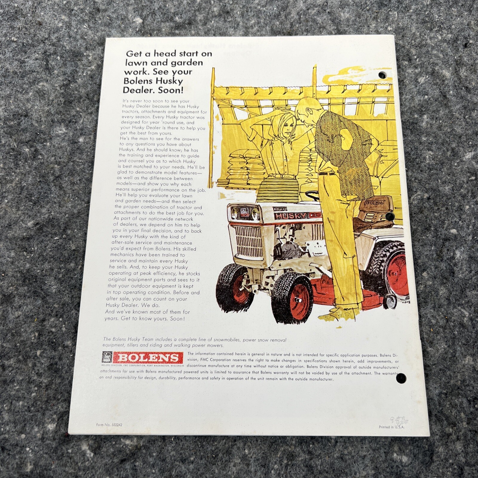 Bolens Husky Big Tractor Full Color Brochure 1886 1477 1476 1256 1054 853 813