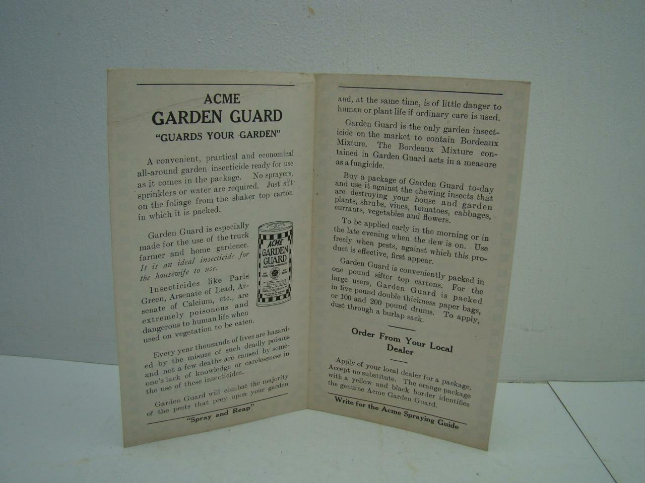 1927 circ. ACME GARDEN GUARD DETROIT MICH. PAMPLET