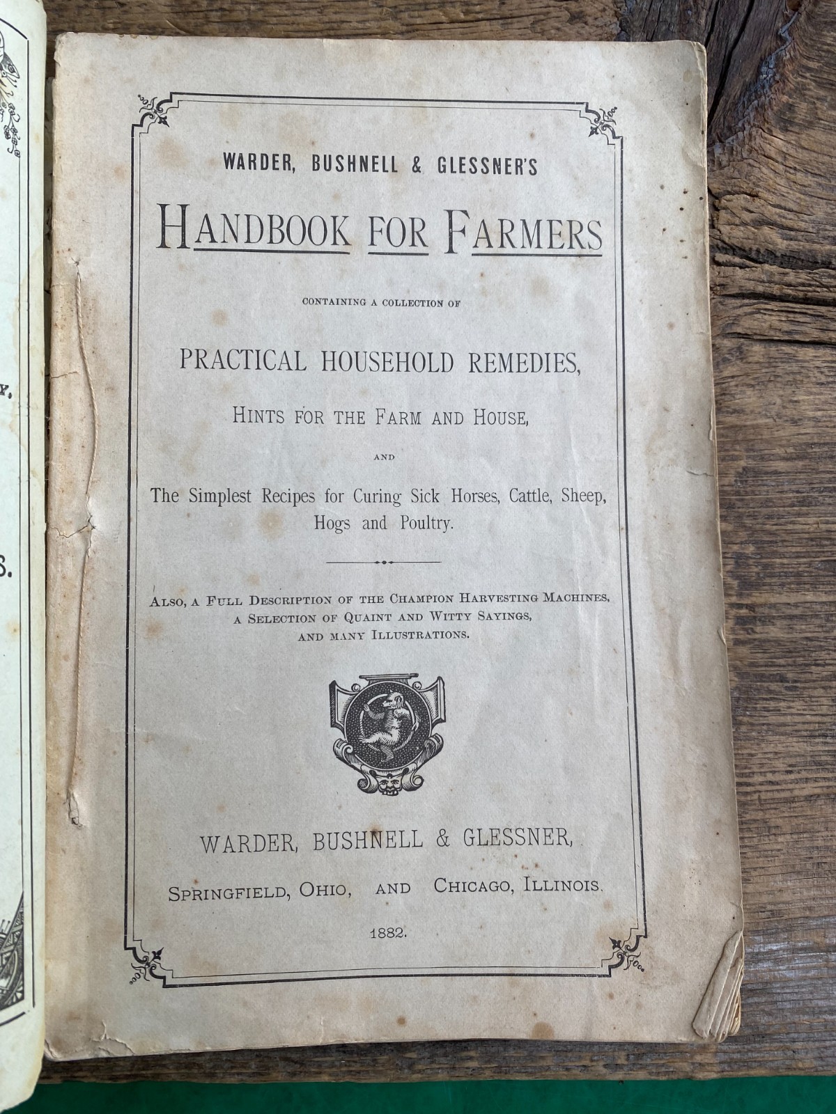 ORIGINAL CHAMPION HORSE DRAWN HARVESTING MACHINES HANDBOOK FOR FARMERS 1882