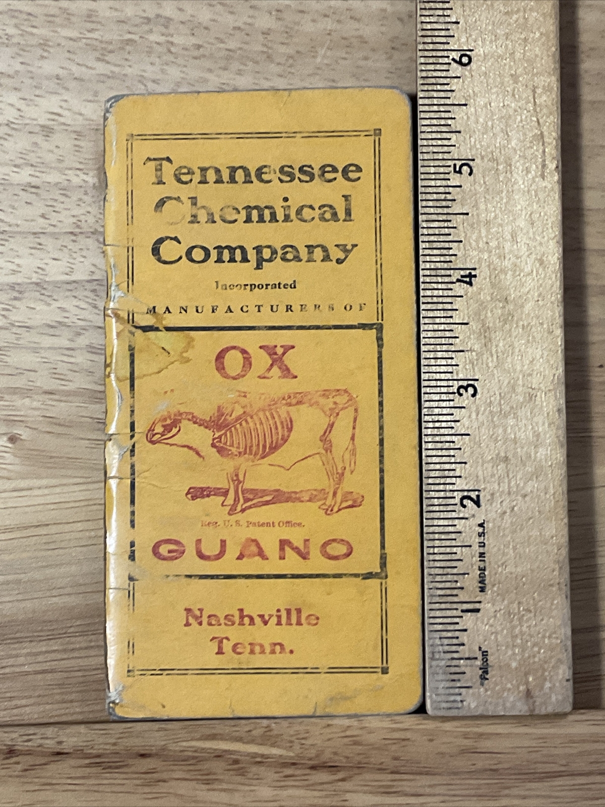 1912 Tennessee Chemical Co. Pocket Notebook Lafollette, TN Ox Guano Fertilizer
