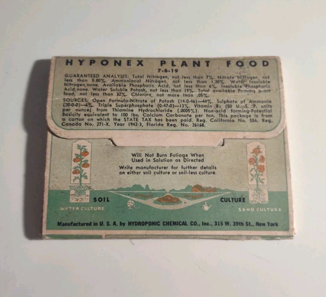 Vintage Hyponex Plant Food 1oz Cardboard Packet 10¢ Advertising Collectible